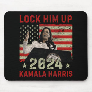 Lock Ihm Up Kamala Harris 2024 US Flag Demokratisc Mousepad