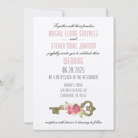 Lock & Key Wedding Suite formelle Einladung (Vorderseite)