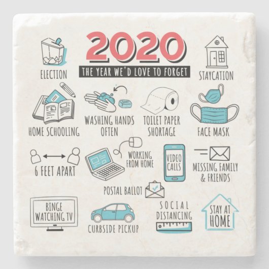 Lockdown Quarantine 2020 Activities Steinuntersetzer (Vorderseite)