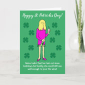 Lockdown Woman Drinking Wine St Patricks Day Card Karte (Vorderseite)