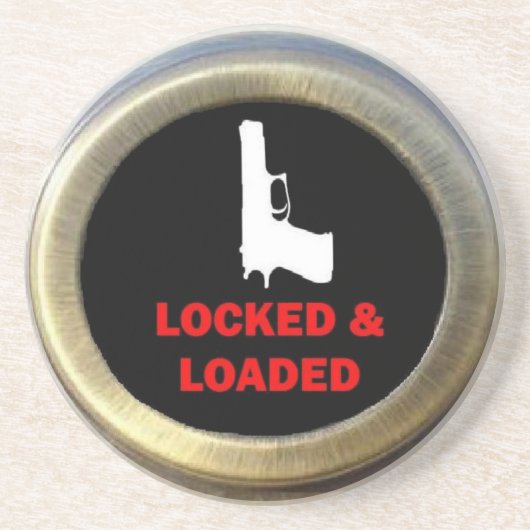 Locked und Loaded Gun Getränkeuntersetzer (Vorne)