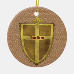 Locken Fleur De Lis Schild Nachname Keramik Ornament