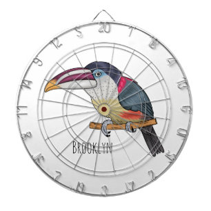 Lockenarassari-Vogel-Cartoon-Illustration Dartscheibe