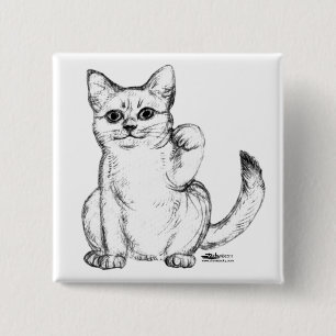 Lockende Kitty Katze Maneki Neko Button