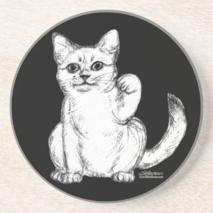 Lockende Kitty Katze Maneki Neko Getränkeuntersetzer