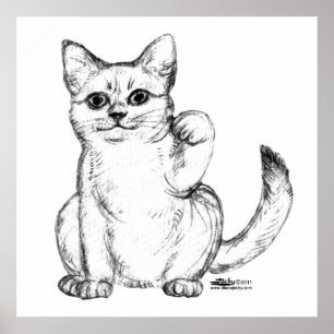 Lockende Kitty Katze Maneki Neko Poster