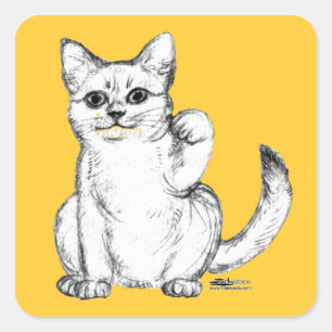 Lockende Kitty Katze Maneki Neko Quadratischer Aufkleber