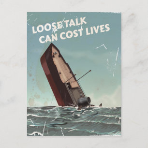 Locker Mund Kostet Leben WW2 Plakat Postkarte