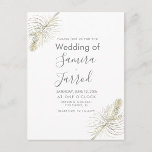 Lockere Feder Gold Minimal Hochzeitspostkarte Postkarte