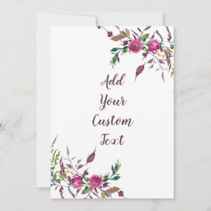 Lockere rosa Aquarellblumen anpassbar Feiertagskarte