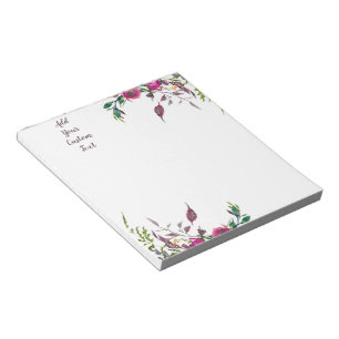 Lockere rosa Aquarellblumen anpassbar  Notizblock