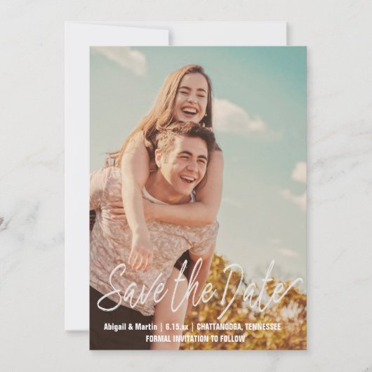 Lockere Schrift Hochzeit Save-the-Date-Foto Einladung (Vorderseite)