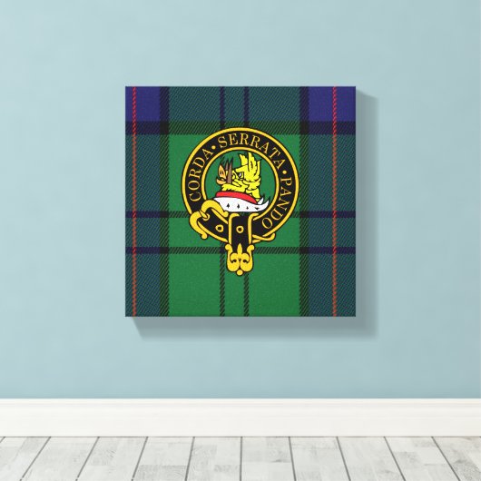 Lockhart Scottish Wappen und Tartan Canvas print Leinwanddruck (Insitu (Holzboden))