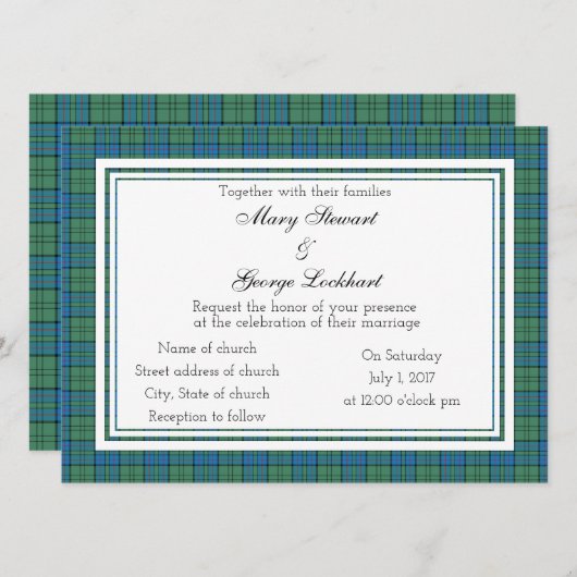 Lockhart Scottish Wedding Einladung (Vorne/Hinten)