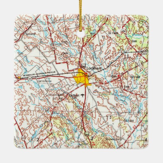 Lockhart TX Topo Map Keramikornament (Rückseite)