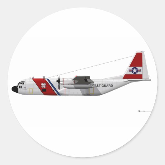Lockheed HC-130 Hercules Coast Guard Runder Aufkleber (Vorderseite)