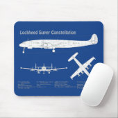 Lockheed L-1049 Super Constellation - Pläne ABD Mousepad (Mit Mouse)