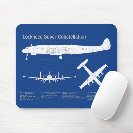 Lockheed L-1049 Super Constellation - Pläne ABD Mousepad (Mit Mouse)