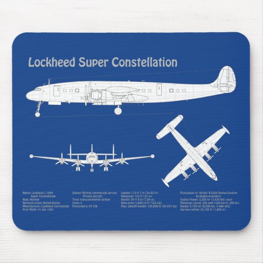 Lockheed L-1049 Super Constellation - Pläne ABD Mousepad (Vorne)