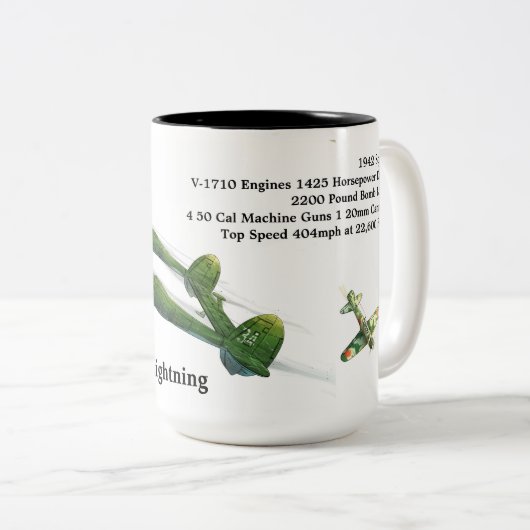 Lockheed P-38G Blitze Zweifarbige Tasse (VorderseiteRechts)