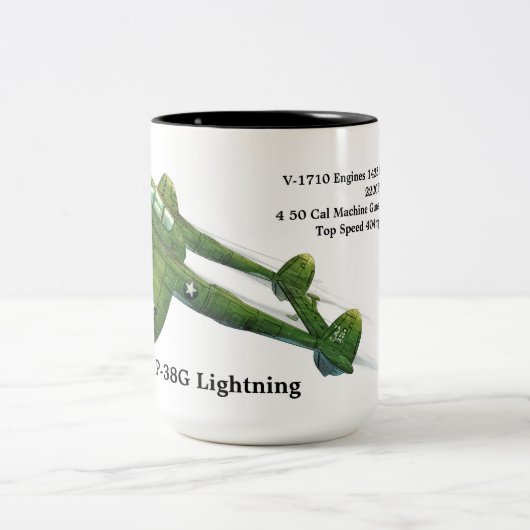 Lockheed P-38G Blitze Zweifarbige Tasse (Mittel)