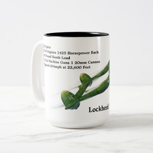 Lockheed P-38G Blitze Zweifarbige Tasse (Vorderseite Links)