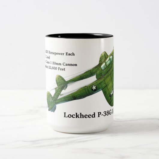 Lockheed P-38G Blitze Zweifarbige Tasse (Mittel)