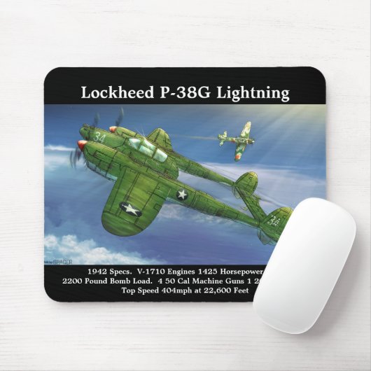 Lockheed P-38G Blitzflugzeug Mousepad (Mit Mouse)