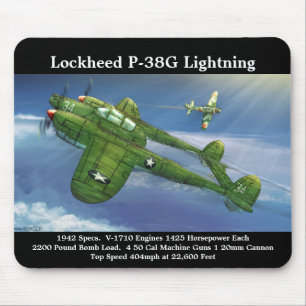 Lockheed P-38G Lightning-Flugzeug Mousepad