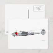 Lockheed P-38J Lightning Postkarte (Vorne/Hinten)