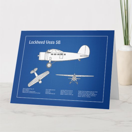 Lockheed Vega 5B - Flugzeugpläne ABD Dankeskarte (Vorderseite)