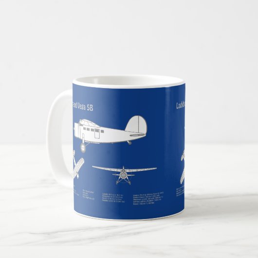 Lockheed Vega 5B - Flugzeugpläne ABD Kaffeetasse (Vorderseite Links)