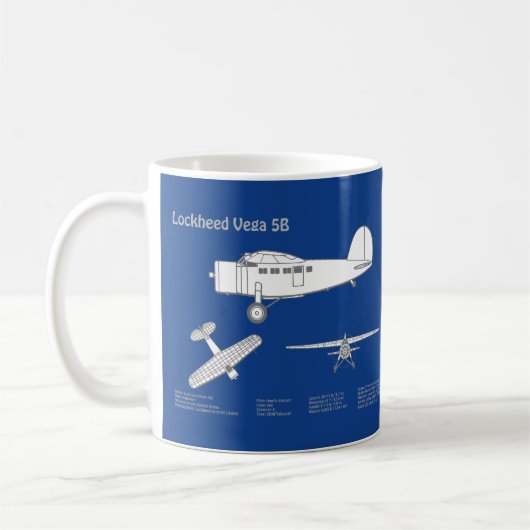 Lockheed Vega 5B - Flugzeugpläne ABD Kaffeetasse (Links)