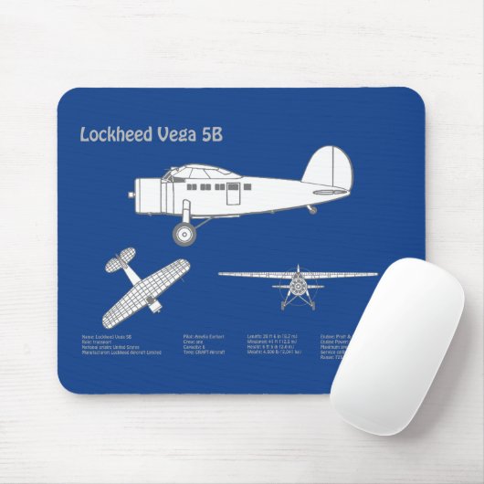 Lockheed Vega 5B - Flugzeugpläne ABD Mousepad (Mit Mouse)