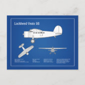 Lockheed Vega 5B - Flugzeugpläne ABD Postkarte (Vorderseite)