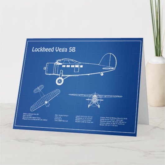 Lockheed Vega 5B - Flugzeugpläne AD Dankeskarte (Vorderseite)