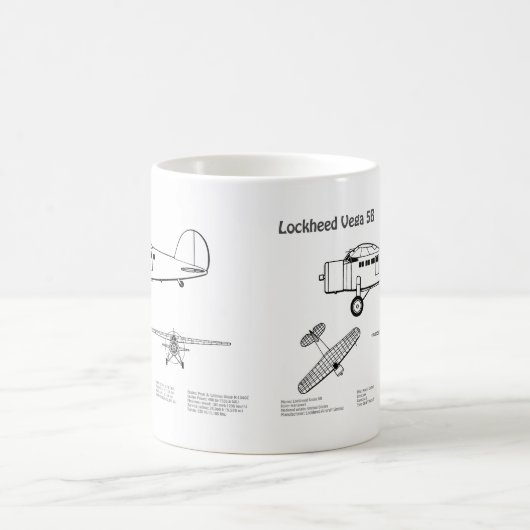 Lockheed Vega 5B - Flugzeugpläne BD Kaffeetasse (Mittel)
