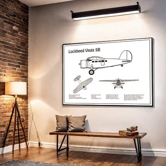 Lockheed Vega 5B - Flugzeugpläne BD Poster