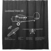 Lockheed Vega 5B - Flugzeugpläne PD Duschvorhang (Vorderseite)