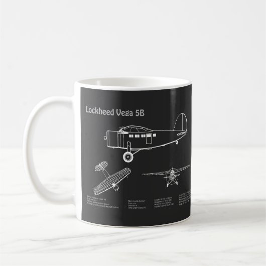 Lockheed Vega 5B - Flugzeugpläne PD Kaffeetasse (Links)