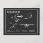 Lockheed Vega 5B - Flugzeugpläne PD Postkarte (Vorderseite)