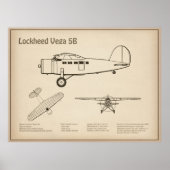 Lockheed Vega 5B - Flugzeugpläne SD Poster (Vorne)
