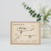 Lockheed Vega 5B - Flugzeugpläne SD Postkarte (Stehend Vorderseite)