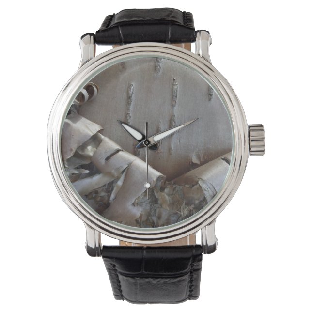 Lockige Birkenrinde Rustikal Armbanduhr (Vorderseite)