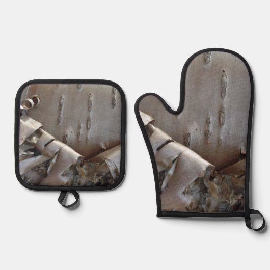 Lockige Birkenrinde Rustikal Ofenhandschuh & Topflappen-Set (Vorderseite)