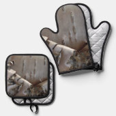 Lockige Birkenrinde Rustikal Ofenhandschuh & Topflappen-Set (Vorderseite/Rückseite)