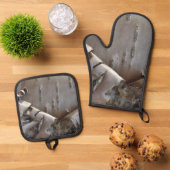 Lockige Birkenrinde Rustikal Ofenhandschuh & Topflappen-Set (Oben Unten)