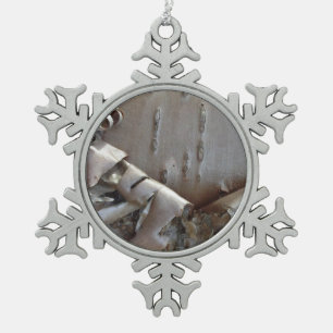 Lockige Birkenrinde Rustikal Schneeflocken Zinn-Ornament