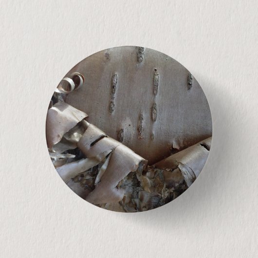 Lockige Birkenrinden Baum Rustikal Button (Vorderseite)