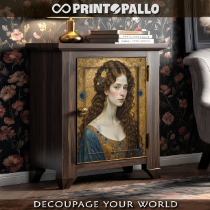 Lockige rote Haare elegante Frau im Stil von Klimt Seidenpapier